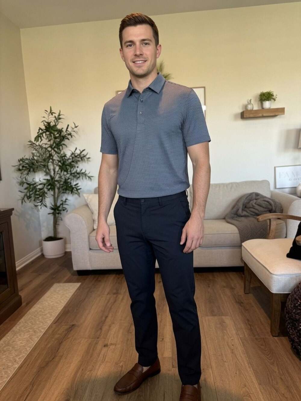 Kenneth Cole Golf Men's Striped Short Sleeve Polo Shirt